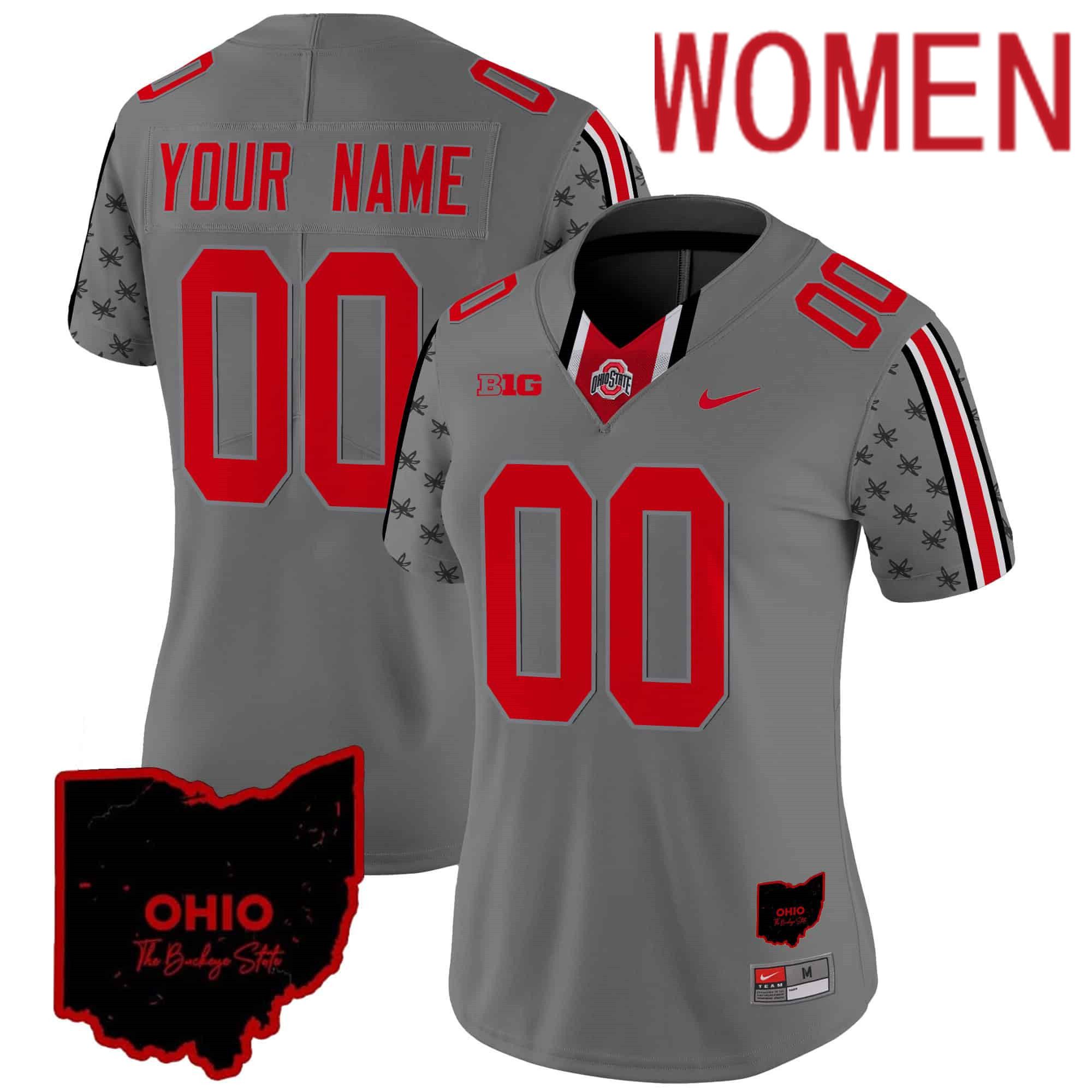 Women Ohio State Buckeyes Grey 2024 Nike Home Patch Vapor Limited Custom NCAA Jersey